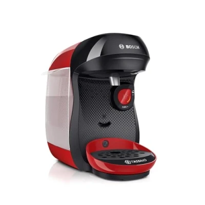 Imagen de Bosch Cafetera multibebida TASSIMO HAPPY, más de 40 especialidades, OneTouch, servicio individual, tamaño compacto, INTELLIBREW, negro y rojo, TAS1003