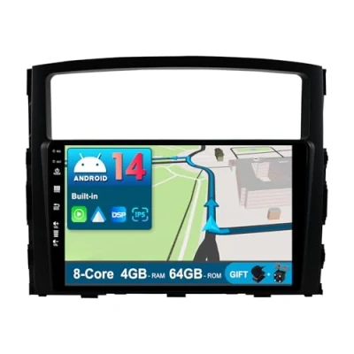 Imagen de JOYX Android 12 IPS Autoradio Para Mitsubishi Pajero 4 V80 V90 (2006 2014) [4G+64G] Wireless DSP/Carplay/Android Auto Cámara + MIC 9 Pulgada 2 DIN Dab 4G WLAN BT Volante 360 Fast Boot