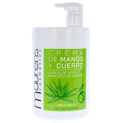 Imagen de Maurens, Crema de Manos y cuerpo. Corporal para todas las zonas del cuerpo, manos, cara Hidratante con Aloe Vera Español Manteca Karité. Formato familiar. 1000 ml.
