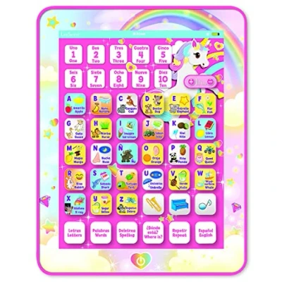 Imagen de Lexibook, Unicornio, Tableta Educativa Bilingüe Interactiva, Juguete para Aprender el Alfabeto Letras números Palabras deletreo y música, Inglés / Español, Rosa, JCPAD002UNIi2