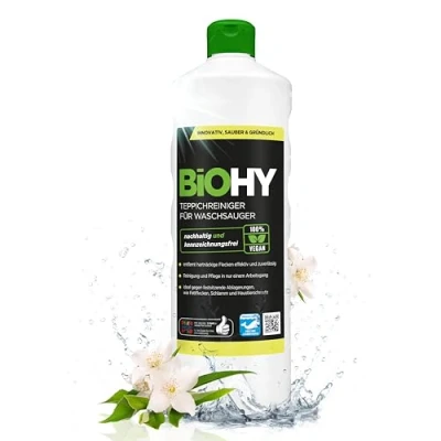 Imagen de BiOHY Limpiador de alfombra para aspiradoras en húmedo (1 botella 1 litro) adecuado todas las elimina sin esfuerzo manchas (Waschsauger)