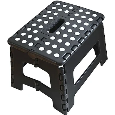 Imagen de Armo® Taburete Plegable con asa de Transporte, Compacto para Bricolaje, Escalera Peso máximo 150 kg (Negro)