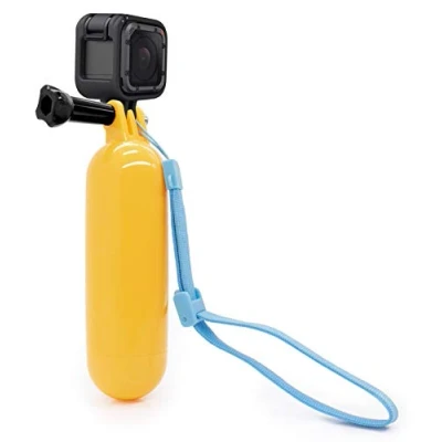 Imagen de MyGadget Empuñadura Flotante Acuatico Palo de Selfie Multiusos con Correa Muñeca + Tornillo Compatible GoPro Hero 10 9 8 7 Xiaomi Yi Amarillo