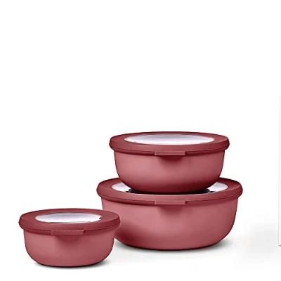 Imagen de Mepal Multi Bowl Cirqula Redondo 3 Partes Caja de Almacenamiento Alimentos con Tapa Hermética para Nevera y Microondas 350 ml, 750 ml &amp; 1250 Vivid mauve