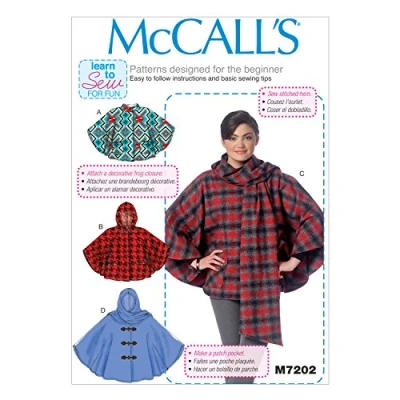 Imagen de McCall&#039;s Patterns Ponchos para Mujer (Talla Grande, 40,64 45,72 50,64 cm, Talla XXL)