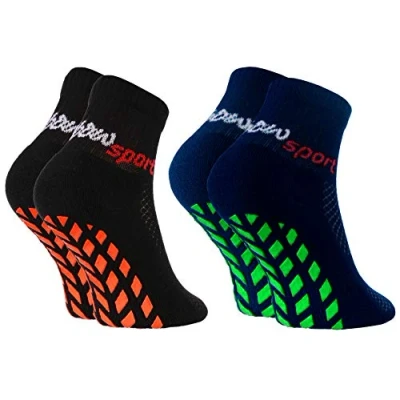 Imagen de Rainbow Socks Niñas Niños Calcetines Antideslizantes de Deporte 2 Pares Negro Azul Talla 24 29
