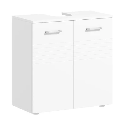 Imagen de kleankin Mueble para Debajo del Lavabo Armario de Baño Pared con 2 Puertas y Estante Interior Ajustable Estilo Moderno 60x30x62,5 cm Blanco