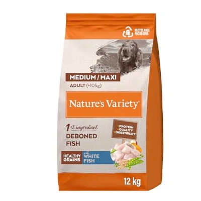 Imagen de Nature&#039;s Variety Healthy Grains Pienso para Perros Medium &amp; Maxi Adultos con Pescado Blanco sin Espinas 12kg