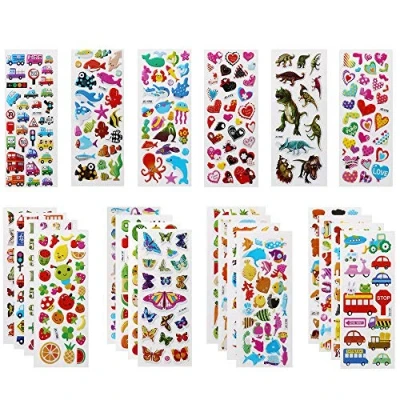 Imagen de Vicloon Pegatinas para niños 500+, 22 Hojas Diferentes 3D, Stickers Infantiles Bullet Journal Scrapbooking Incluye Animales, Peces, Dinosaurios, Números, Frutas, Aviones y Más