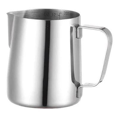 Imagen de VIER Jarra Leche Barista capacidad 350 ml Acero Inoxidable 304, con Marca de Medición (onzas y ml) Cafe para Capuchino, Espresso, Latte Art.