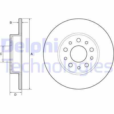 Imagen de DELPHI BG4655C Disco de freno 251 10 5 macizo revestido sin procesar cojinete rueda, anillo sensor ABS FIAT: 500L