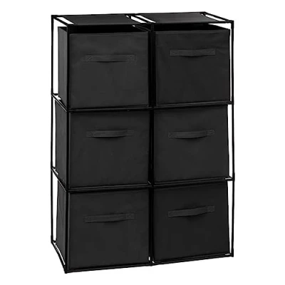 Imagen de 5five estantería Mix n modul de 6 Compartimentos con Cajas Almacenamiento, Negra