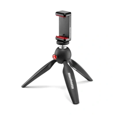 Imagen de Manfrotto MKPIXICLMII BK Mini trípode con Abrazadera Universal para Smartphone, Fabricado en Italia, iPhone o sin Funda, CSC, vlogging, videografía, Color Negro
