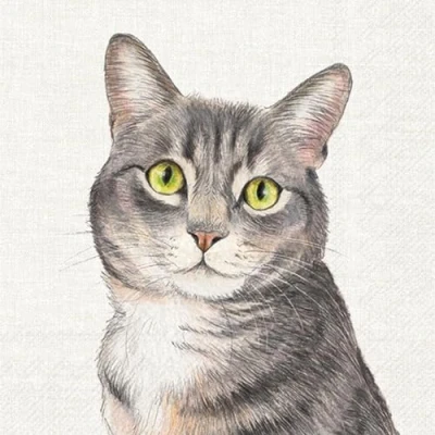 Imagen de Servilletas de papel con diseño gato individual (20 unidades, también para decoupage y decoupage, 33 x cm)