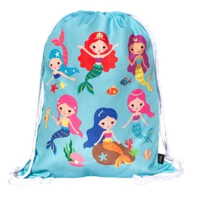 Imagen de HECKBO Mochila niñas con dibujo de sirena impresa por ambas caras dibujos coloridos sirenas 40x32 cm se puede lavar a máquina apta para hacer deporte, el colegio (Turquesa)