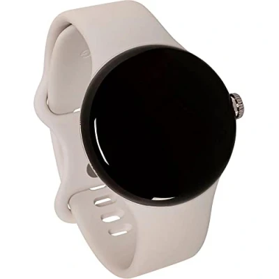Imagen de Google Pixel Watch, Reloj con rastreador de Actividad, Inteligente frecuencia cardíaca, Carcasa Acero Inoxidable Plateado Pulido Correa Deportiva LTE Tiza
