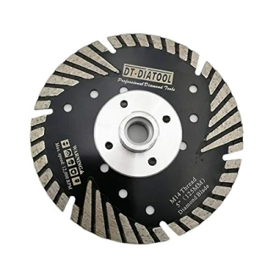 Imagen de DT DIATOOL Disco Tronzador Diamante 125 mm x M14 Hoja de Sierra Turbo con Dientes Protectores para Cortar Moler Hormigón Mármol Granito Azulejos
