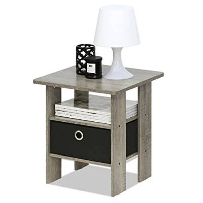 Imagen de Furinno Andrey Mesa Auxiliar, Roble francés Gris, 39.4 x 44.5 cm