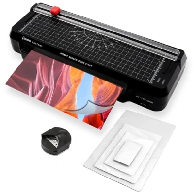 Imagen de Olympia A245 Combo 4 en 1 Laminadora frío y caliente Juego de laminación para A4 Regla corte integrada láminas redondeador esquinas Tiempo