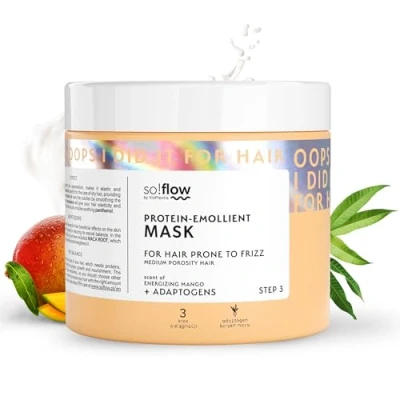 Imagen de Mascarilla para el Cabello Anti Frizz So!Flow Enriquecida con Macadamia, Aloe y Proteínas de Arroz Ideal Porosidad Media Buscando Suavidad