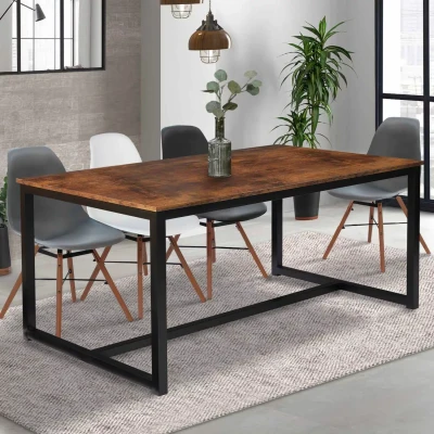 Imagen de IDMarket Mesa de comedor rectangular Dayton para 6 personas, diseño industrial 150 cm