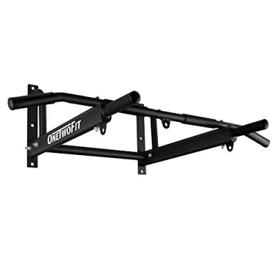 Imagen de ONETWOFIT Barra para Dominadas, de Pared con diseño 6 Agujeros más Estable Uso en Interiores y Exteriores, Peso máximo: 200 kg