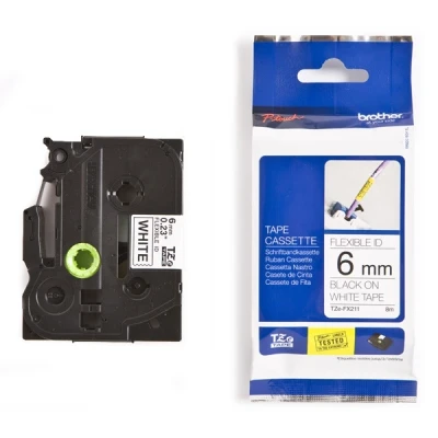 Imagen de RL 700S Brother TZe FX211 Flexi ID Cinta negro sobre blanco 6mm (original)