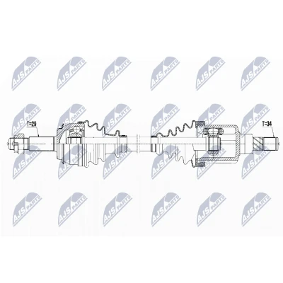 Imagen de NTY NPW RE 124 Árbol de transmisión Eje delantero, izquierda 650