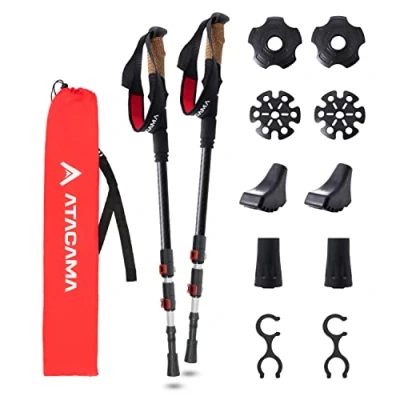 Imagen de ATACAMA Bastones Trekking Antishock Carbono 3K y Aluminio 7075 Telescopico Palos de Marcha Nordica Trail Running Andar