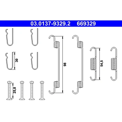 Imagen de ATE 03.0137 9329.2 Juego de accesorios, zapatas freno estacionamiento HYUNDAI: SANTA FE 2