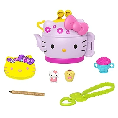 Imagen de Hello Kitty Cofre con forma de tetera muñecos y accesorios juguete (Mattel GVB31)