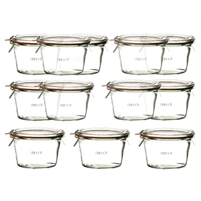 Imagen de 10 x Weck de cristal 370 ml (1/4 litros) con tapa