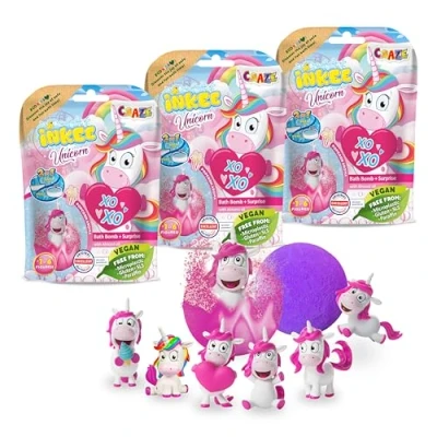 Imagen de Craze INKEE Pack 3 Bombas de Baño Infantiles Unicornios con Regalo Sorpresa figurita Unicornio. para Bañera o Piscina 29428