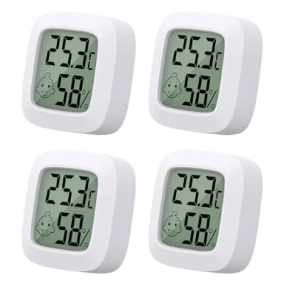 Imagen de 4 unidades Mini LCD Termómetro Yomisee Innen, Higrómetro Interior, Medidor de Humedad Digital para habitación bebé, Salón Oficina