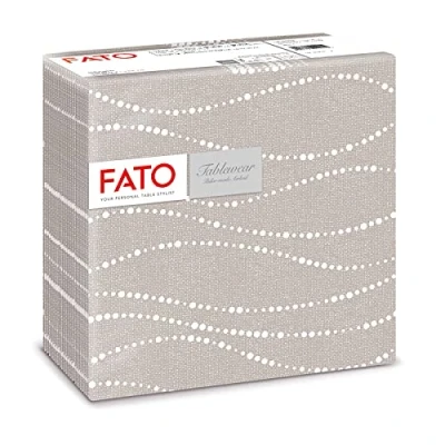 Imagen de Fato, Servilletas de Papel Secas, Airlaid, Efecto Textil, Paquete 50 Servilletas, Tamaño 40x40 dobladas en 4, Decoración Perlas Tórtola