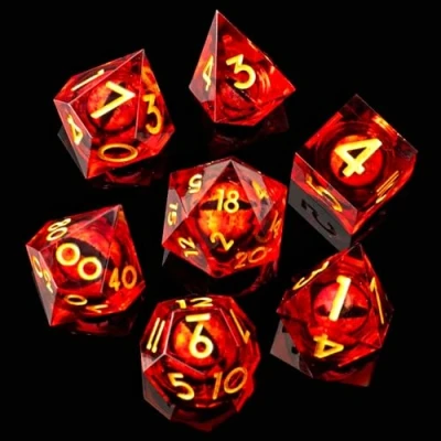 Imagen de Power Beast Dungeon Set 7 Dados Poliedricos con Ojo de Dragon Rojo Giratorio, rol, Dados, D&amp;D, DND, Dungeons and Dragons, Dragones y Mazmorras, Master.