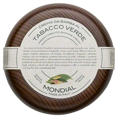 Imagen de Mondial Crema Afeitar Tabaco Verde Bol Madera 140ml, Único, 140 ml