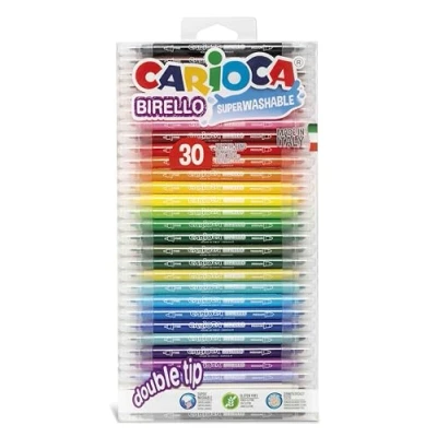 Imagen de Carioca Rotuladores Birello de Doble Punta, Edición Especial con Punta Fina y Media, Tinta Lavable No Tóxica, 30 Unidades