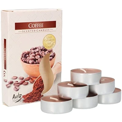 Imagen de KOTARBAU® 6 x Velas de té, aromáticas, con aroma a café, 4 horas combustión, té pequeñas, te, unidades