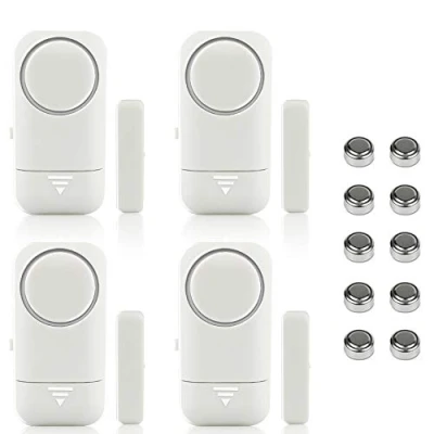 Imagen de Shackcom 4pcs Alarma para Puertas y Ventanas de 120 dB casa con Sensor Magnético Inalámbrico Sistema Seguridad el hogar Infantil Antirrobo Detectores Sirenas Pilas