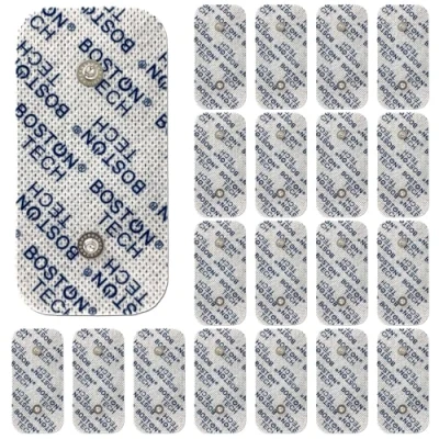 Imagen de Set de 20 electrodos Boston Tech. Pads Compatibles Compex. Parches 5x10 cm para su Electroestimulador Reutilizables con Óptima Adherencia. No Requiere Gel. ME81 (5x10 CM)