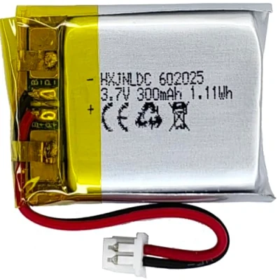Imagen de DC 3.7v 300mah 602025 batería Recargable de polímero Litio, Adecuada para Productos electrónicos DIY 3.7 5v, incorporada 2 Cables y lámparas LED
