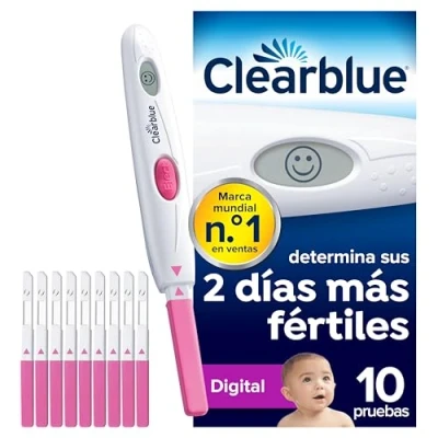 Imagen de Clearblue Test de Ovulación Digital 10 Varillas Alta Precisión Identifica Días Fértiles Resultados Claros en Pantalla Fácil Usar + 99% Formato Mejorado Sin Plástico