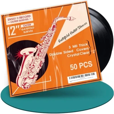 Imagen de ENVLY® fundas protectoras para discos de vinilo (50 unidades) 12 pulgadas, 75 µm, transparente, exteriores LP,