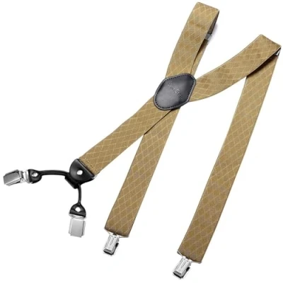 Imagen de DonDon tirantes hombre anchos 3,5 cm con 4 clips extra fuertes para pantalones Rombo beis