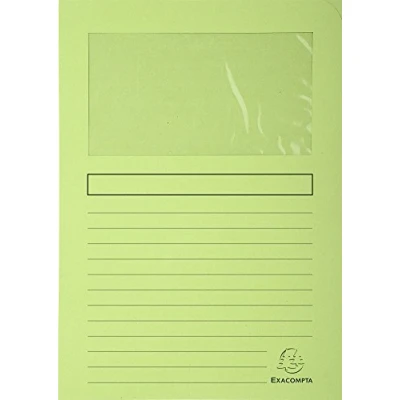 Imagen de Exacompta 50153E Lote de 100 Subcarpetas Super 180 con Ventana e Impresas, Color Verde Claro