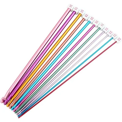 Imagen de Juego de Ganchillo,Agujas Ganchillo Aluminio 11 Piezas Multicolor Ganchillos Crochet Afgano Tunecino para Herramientas Tejido