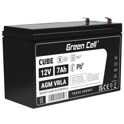 Imagen de Green Cell Recambio de Batería Gel AGM 12V 7Ah VRLA Rechargeable Pila Sellada Plomo ácido sin Mantenimiento Reemplazo para Impresoras fiscales Echosondas UPS SAI
