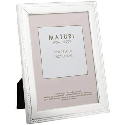 Imagen de Maturi Marco de Fotos Chapado en Plata Acabado Borde Cuentas 13 x 18 cm