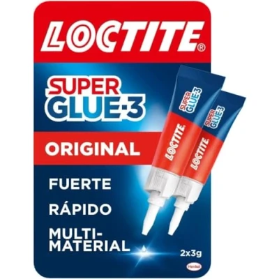 Imagen de Loctite Super Glue 3 Original, pegamento universal con triple resistencia, adhesivo transparente, instantáneo y fuerza instantánea, 2x3 g